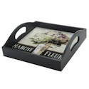 Certified International Marche De Fleurs 4-Tile Wood Tray with Handles