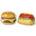 Clay Art Burgers To Go Buger and Hot Dog Salt & Pepper Shakers