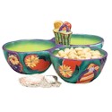 Clay Art Flip Flops Triple Condiment Server