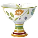 Clay Art Floral Stripe Footed Bowl