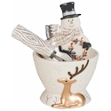 Fitz and Floyd Wintry Woods Snowman Footed Bowl with Spreader