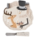 Fitz and Floyd Wintry Woods Snowman Snack Plate with Spreader
