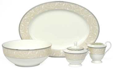 Mikasa Elegant Scroll Pearl Table Setting