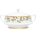 Noritake Holly and Berry Gold Covered Vegetable Bowl