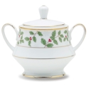 Noritake Holly and Berry Gold Sugar Bowl with Lid