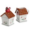 Pfaltzgraff Winterberry Cardinal Birdhouse Sugar and Creamer Set
