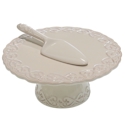 Certified International Adeline Ivory Pedestal Cake Plate