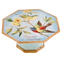 Certified International Botanical Birds Pedestal Cake Stand