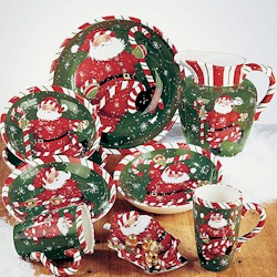 Discontinued Certified Intl Peppermint Santa Dinnerware by Susan