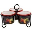Certified International Chili Pepper Server Bowl with Metal Stand