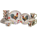 Certified International Floral Rooster Dinnerware Set