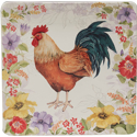 Certified International Floral Rooster Square Platter