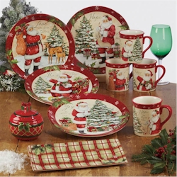 Mulicolored Set of 4 Certified International 89127 Holiday Wishes 16 Piece Dinnerware Set One Size