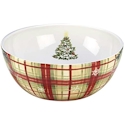 Certified International Holiday Wishes Plaid Serving Bowl