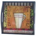 Certified International Java Time Wood Square Tray with Handles