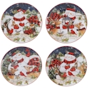 Certified International Magic of Christmas Snowman Toile Dessert Plate