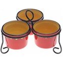 Certified International Red Hot Condiment Set with Metal Stand