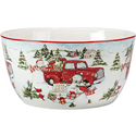 Certified International Red Truck Snowman Deep Bowl