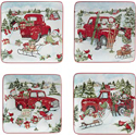 Certified International Red Truck Snowman Salad/Dessert Plate