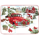 Certified International Red Truck Snowman Rectangular Platter