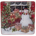 Certified International Snowman's Sleigh Square Platter