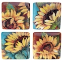 Certified International Sunflower Rooster Canape Plate