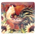 Certified International Sunflower Rooster Square Platter