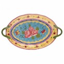 Certified International Tea Garden Oval Platter with Handles