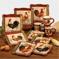 Certified International Tuscan Rooster Square Dinner Plate 10252745 