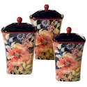 Certified International Watercolor Poppies Canister Set