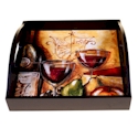 Certified International Wine & Cheese Party Wood Tray with Handles