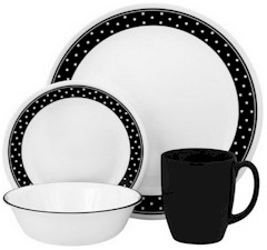 Corning Corelle Brillant Black White Dots Mug New 