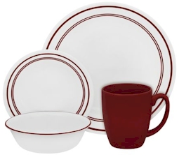 Corelle Classic Cafe Red Dinner Plate  Red Bands 10" Diameter VGC 