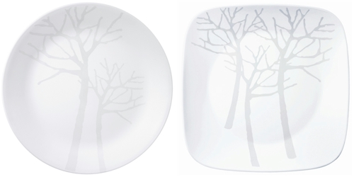 Corelle WHITE FROST 10" Divided DINNER PLATE *Winter Snow Trees Silver Moonbeams