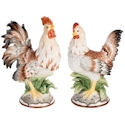 Fitz and Floyd Farmstead Home Rooster and Hen Figurines