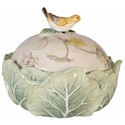 Fitz and Floyd Fattoria Covered Dish with Bird Knob