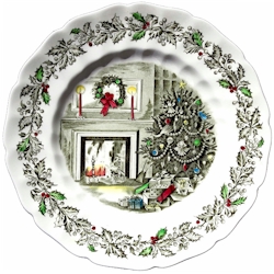 JOHNSON BROS England Merry Christmas Large 12.75\u201d Plate Vintage Holly ...