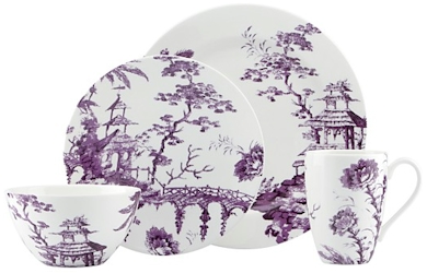 Lenox Toile Tale Amethyst by Scalamandre