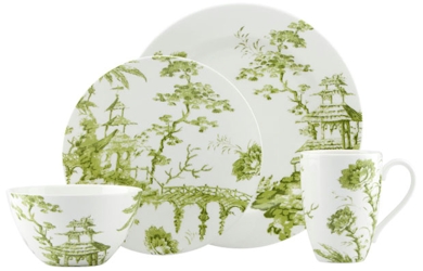 Lenox Toile Tale Chartreuse by Scalamandre