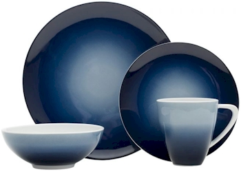 Set of 4 Mikasa Naya Ombré-Effect Porcelain Side Plates 20.5 cm Smoky Blue 
