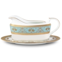 Noritake Georgian Turquoise Gravy Boat with Tray