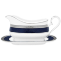 Noritake Odessa Cobalt Platinum Gravy Boat with Tray