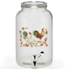 Pfaltzgraff Rooster Meadow Glass Mason Jar Beverage Dispenser