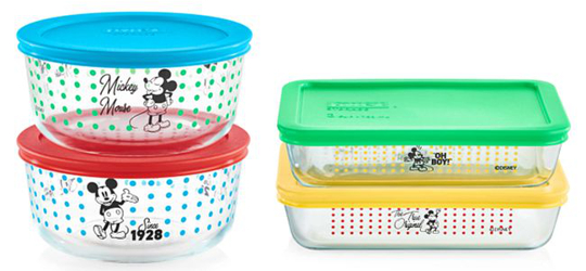 Pyrex Disney Holiday Mickey and Minnie Mouse Container Set 2 Glass