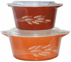 Vintage Pyrex Autumn Harvest #475-B Gift Wedding Christmas Birthday Collection Casserole Bowl Wheat Orange Kitsch 1979