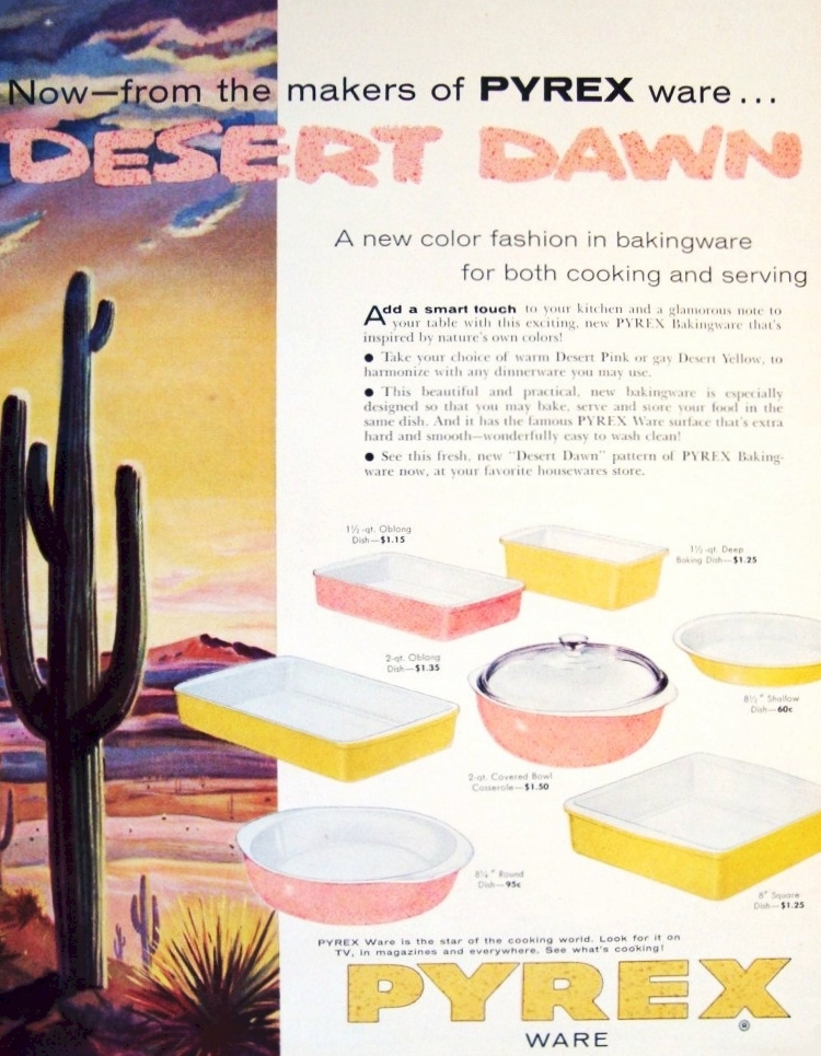 PYREX 222 Yellow Desert Dawn Square Baking Dish 8 X 8 Inch