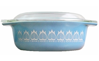 Tulip White on Blue by Pyrex