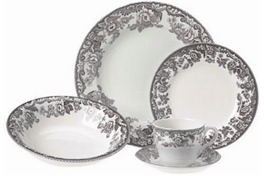 Spode DELAMERE BLACK サラダボウルとトレー皿セット　英国 Discontinued Spode Delamere Black Dinnerware